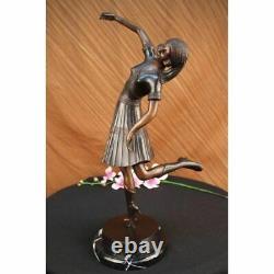 Bronze Sculpture Statue Signée Égyptien Femme Danseuse Marbre Cadeau Décor