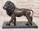 Bronze Sculpture Statue Sign&eacute;e'lost' Cire Solide Lion Animal Art Base Marbre F