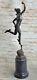 Bronze Sculpture Statue Superbe Mercury Hermes Signée Bologne` Marbre Décor