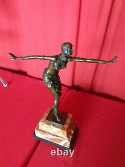 Bronze Signé Chiparus Danseuse Phoenicienne Socle Marbre Art Déco