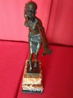 Bronze Signé Chiparus Danseuse Phoenicienne Socle Marbre Art Déco