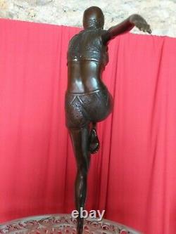 Bronze Signé Danseuse Art Déco Socle Marbre