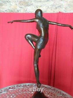 Bronze Signé Danseuse Art Déco Socle Marbre
