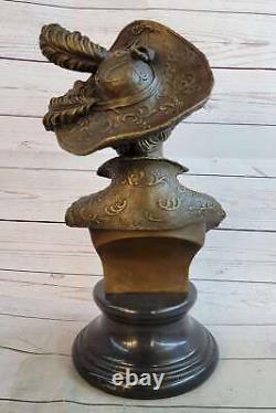 Bronze Signée Original Large Sexy Femelle Buste Marbre Base Sculpture Statue Art