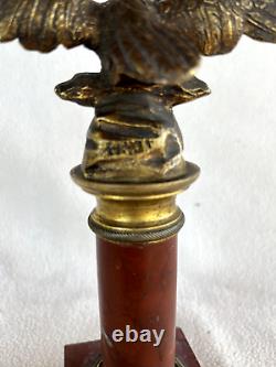 Bronze aigle au foudres sur colonne marbre 19éme
