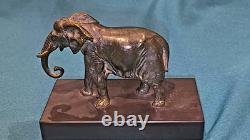 Bronze ancien ÉLÉPHANT signé Victor CREMION XIXe/XXe Socle marbre TBE