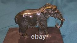 Bronze ancien ÉLÉPHANT signé Victor CREMION XIXe/XXe Socle marbre TBE