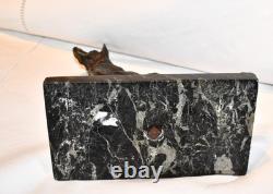 Bronze animalier chien de berger A. Laplanche (1854-1935) socle marbre