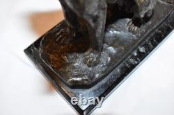 Bronze animalier chien de berger A. Laplanche (1854-1935) socle marbre