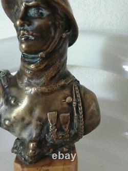 Bronze buste sur marbre poilu 1er guerre signé octave Lelièvre 1869-1947