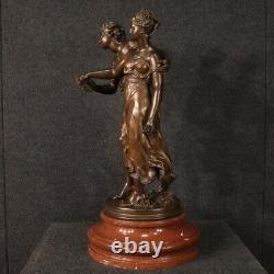 Bronze signé Dumaige sculpture Amour et Psyche statue base marbre 19ème siècle