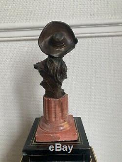 Buste Bronze Et Marbre XIX Eme Georges VAN DER STRAETEN Avec Cachet Du Fondeur