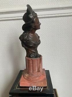 Buste Bronze Et Marbre XIX Eme Georges VAN DER STRAETEN Avec Cachet Du Fondeur