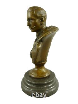 Buste L'empereur Guillaume II en bronze sur unsocle en marbre d'après Gladenbeck