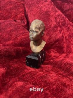Buste bronze doré sculpture portrait homme africain signé et n° socle marbre