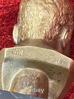 Buste bronze doré sculpture portrait homme africain signé et n° socle marbre