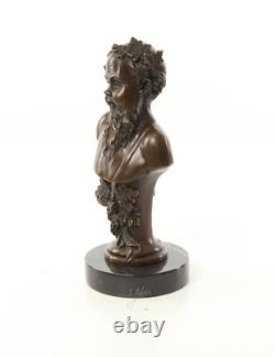 Buste de Bacchus en bronze sur un marbre noir d'après Henry Dumaige