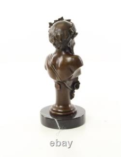 Buste de Bacchus en bronze sur un marbre noir d'après Henry Dumaige