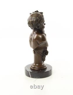 Buste de Bacchus en bronze sur un marbre noir d'après Henry Dumaige