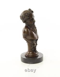 Buste de Bacchus en bronze sur un marbre noir d'après Henry Dumaige