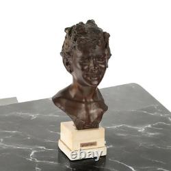 Buste en Bronze Ancien Signé Vincenzo Cinque Italie XXe Siècle