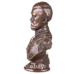 Buste en bronze du tsar Nicols II sur socle en marbre D'après Hermann Gladenbeck