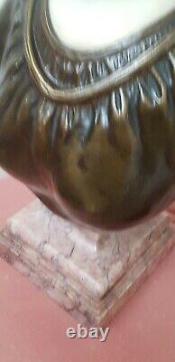 Buste statue femme en bronze et marbre blanc de carrare