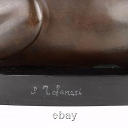 Cerfs Anciens Signées Sirio Tofanari en Bronze du XXe Siècle