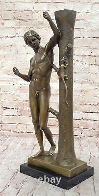 Chair Homme Bronze Sculpture Statue Signée Marbre Figurine Deco