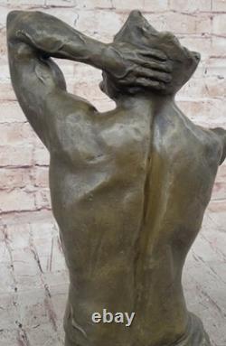 Chair Mâle Musculaire Torse Signée Original Bronze Sculpture Figurine Marbre