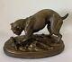 Chien Jouant Avec Un Petit Rat, Sculpture En Bronze Signée Trodoux