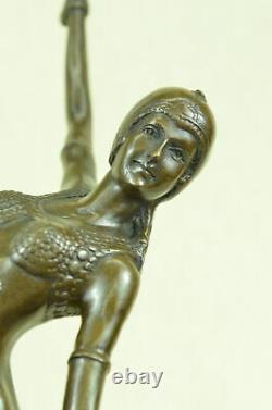 Chiparus Ventre Danseuse Statue Pure Bronze Sculpture Signé Art Déco Marbre Base