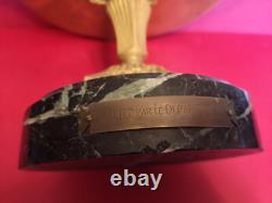 Coupe bronze doré sur pied marbre signée Charles époque XIXe Diamètre 32 cms
