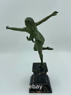 Danseuse En Bronze Par Morante Art Deco 1930 Marbre Femme A La Chevelure H3719