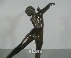 Danseuse Nue Sculpture Ancienne Style Art Déco Bronze Signé Fanny Rozet
