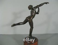 Danseuse Nue Sculpture Ancienne Style Art Déco Bronze Signé Fanny Rozet