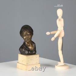 Demi-Buste Ancien Bronze Marbre Signé Giovanni De Martino XXe Siècle
