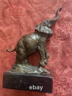 ÉLÉPHANT BARISSANT Bronze Sur Socle Marbre Signe CLAUDE L 170 mm l 80 mm H 280 m