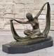&Eacute;charpe Danseuse Nu Bronze Art D&eacute;co Sign&eacute;e Mirval Sculpture Statue Marbre