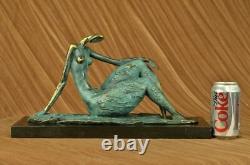 Élégant Original Signé Par Milo Bronze Marbre Statue Chair Femme Sculpture Solde