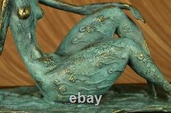 Élégant Original Signé Par Milo Bronze Marbre Statue Nu Femelle Sculpture Cadeau