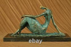 Élégant Original Signé Par Milo Bronze Marbre Statue Nu Femelle Sculpture Cadeau