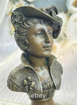Élégant Original Signé Sculpture Par Milo Bronze Marbre Base Statue Femelle Art