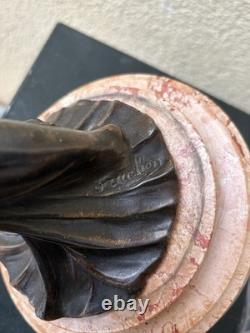 Élégante Femme En Bronze Signé BRUCHON Émile (19ème) Sur Socle En Marbre