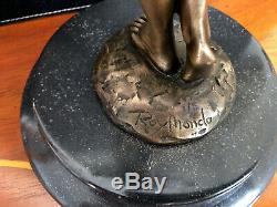 Élégante Figure en Bronze Nu De Raymondo Signé Sur Base en Marbre -bronzefigur