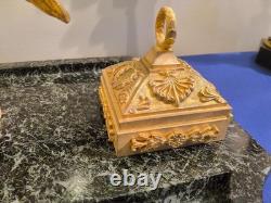 Encrier à l'Aigle impériale à Godets en Bronzes dorés, Marbre Vert Signé Pinèdo