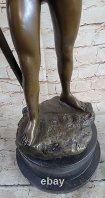 Énorme Chair Homme Ange Bronze Sculpture Signé Par Debut Marbre Statue Socle