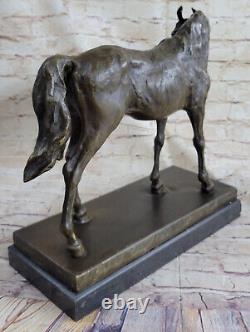 Énorme Signée Mene Pure Bronze Cheval Statue En Marbre Figurine 23 Livre