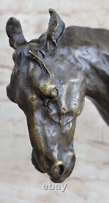 Énorme Signée Mene Pure Bronze Cheval Statue En Marbre Figurine 23 Livre