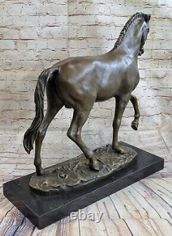 Énorme Signée Mene Pure Bronze Cheval Statue En Marbre Figurine 25.5kg Décor